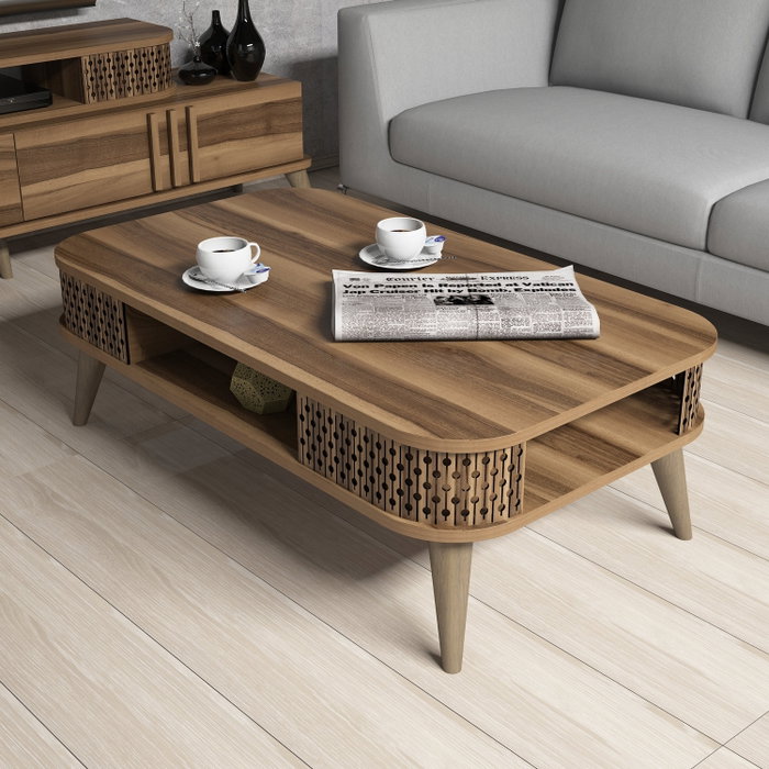 Hanah Home Conjunto de muebles de salón Eylül - Nogal